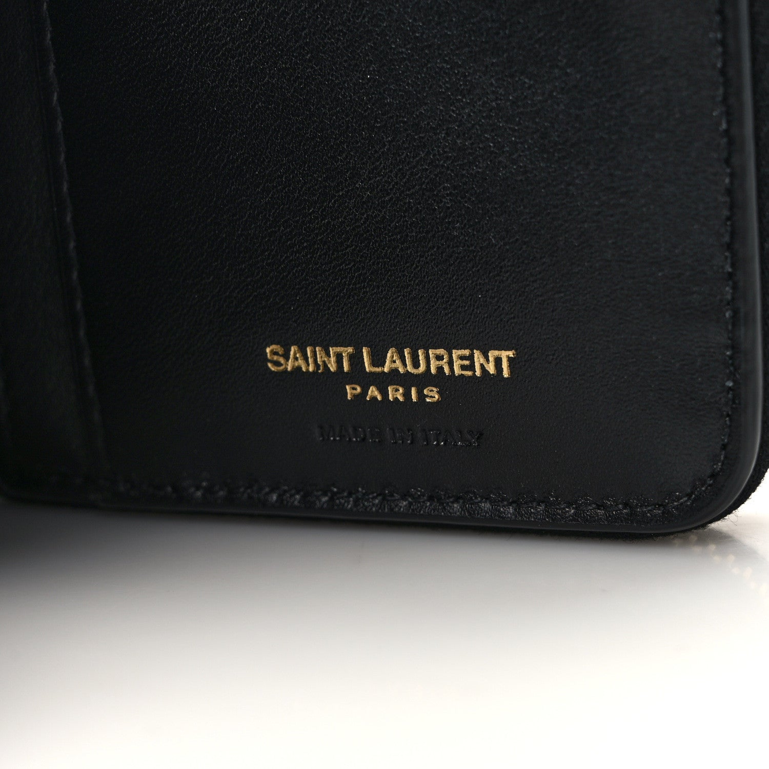 Saint Laurent Calfskin Crocodile Embossed Monogram Compact Wallet Blue Black 7 of 10