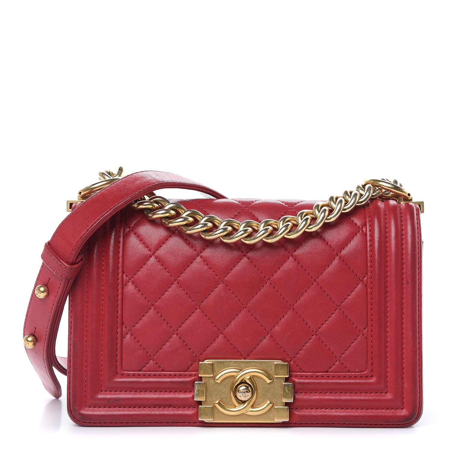 Chanel Lambskin Quilted Small Boy Flap Dark Red 1 of 20