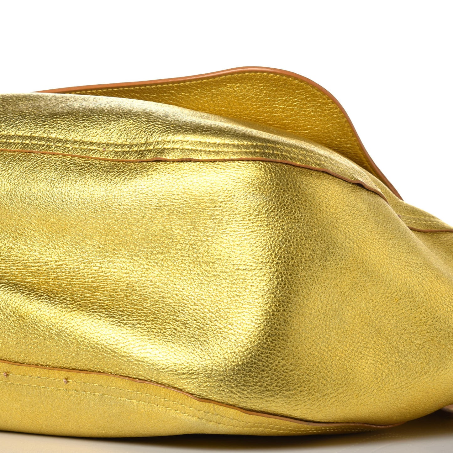 Metallic Nappa Suede Stevie Reversible Tote Saffron Caramel