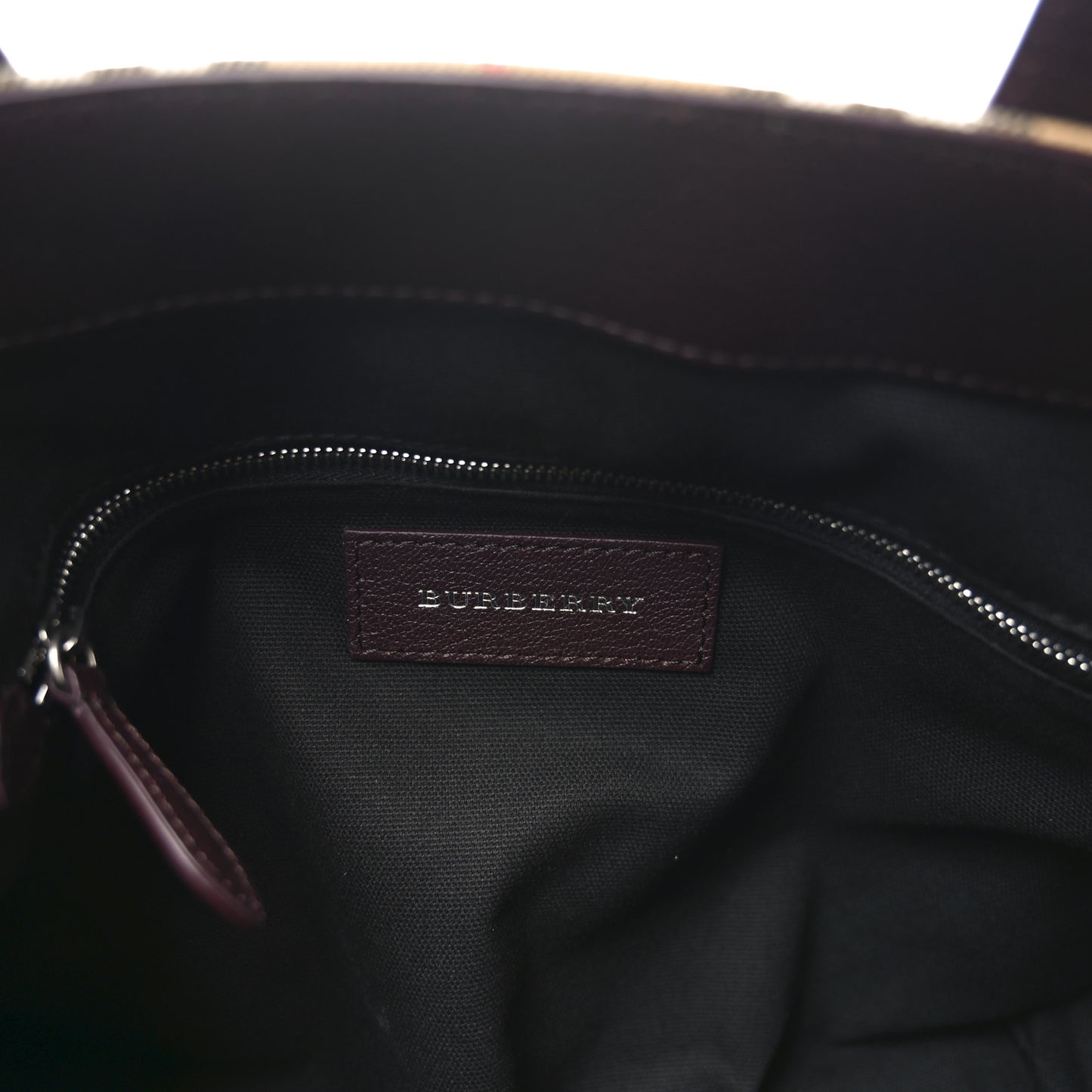 Goatskin Vintage Check Medium Banner Tote Deep Claret