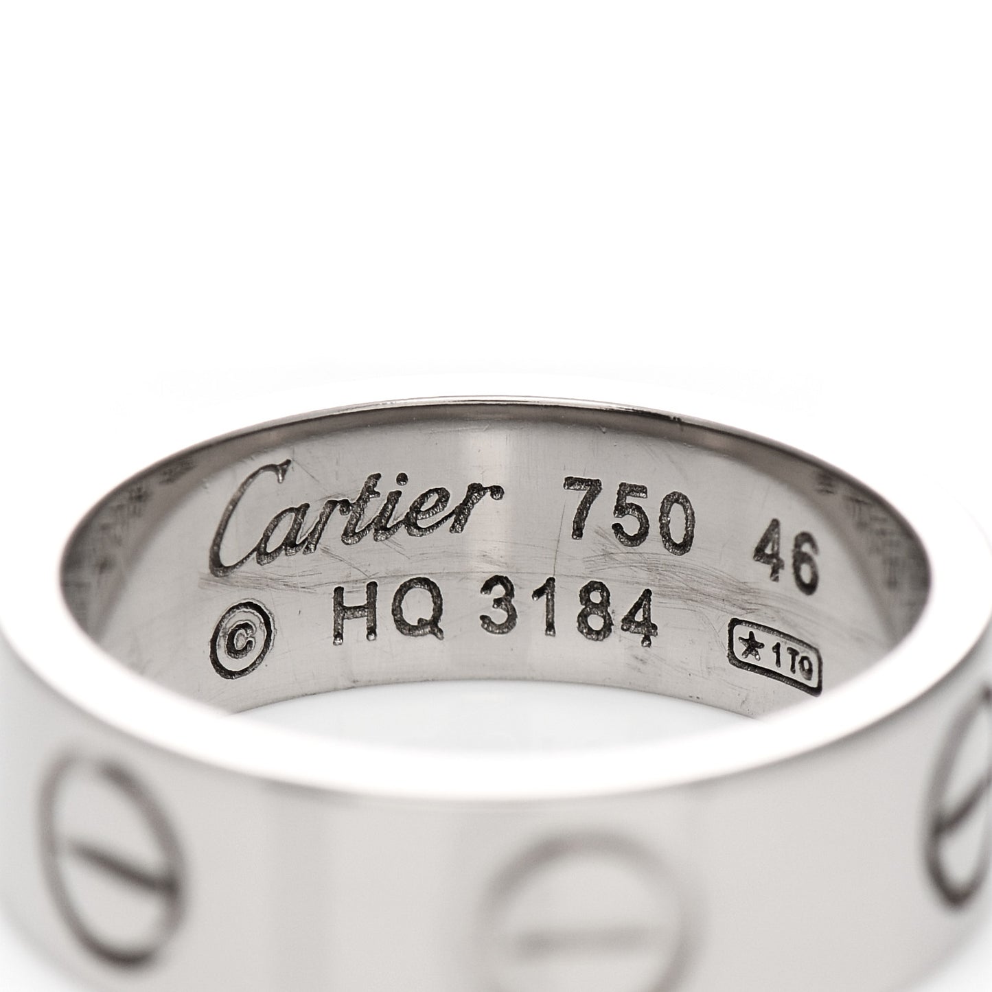 18K White Gold 5.5mm LOVE Ring 46 3.75