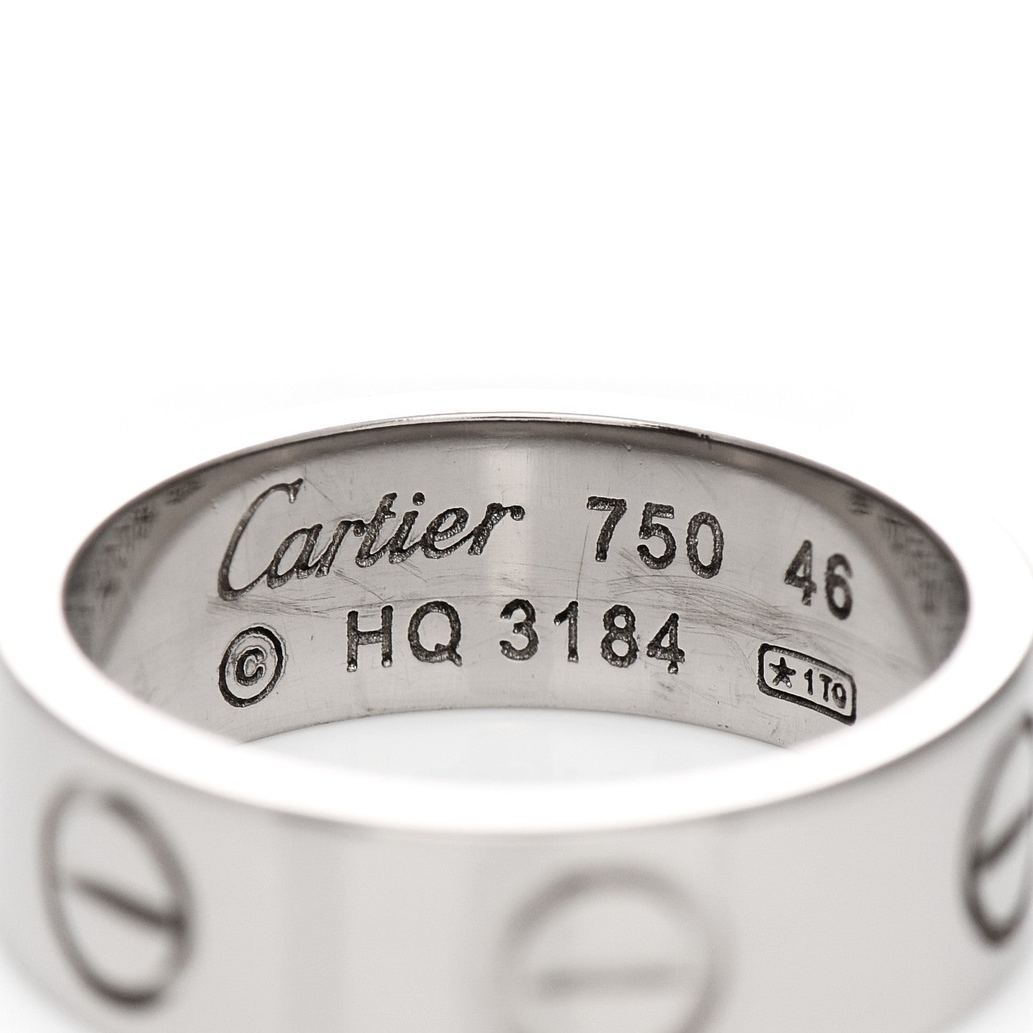 Cartier 18K White Gold 5.5mm LOVE Ring 46 3.75 4 of 4