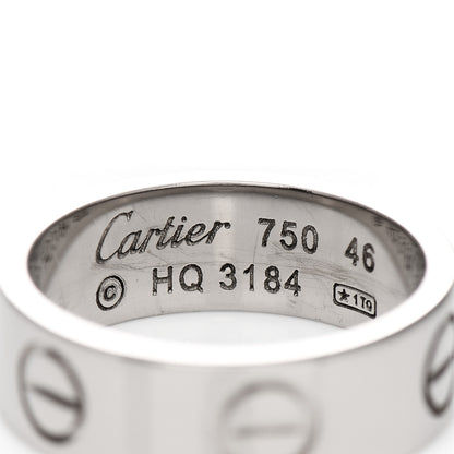 Cartier 18K White Gold 5.5mm LOVE Ring 46 3.75 4 of 4
