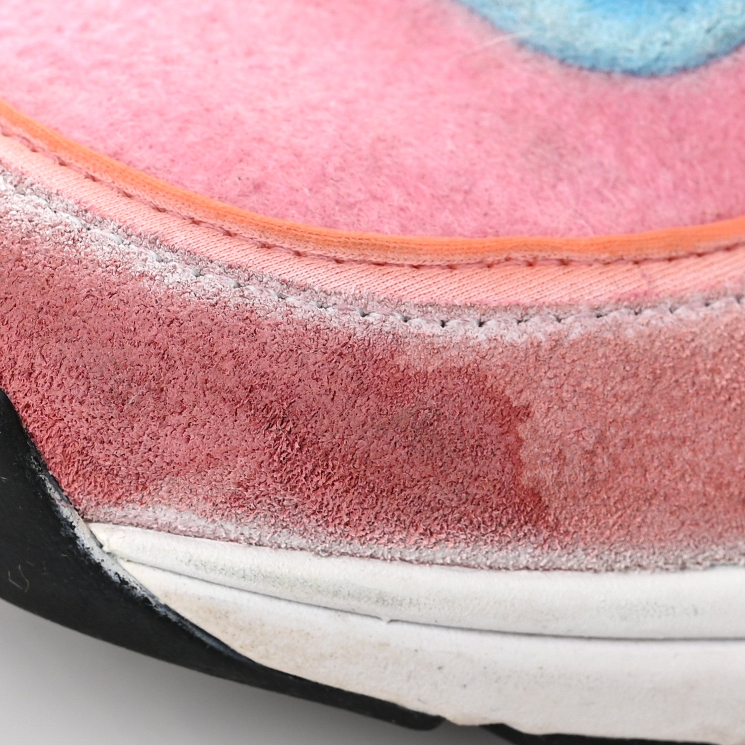 Chanel Nylon Lambskin Suede Calfskin CC Sneakers 37 Coral Light Blue White 10 of 10