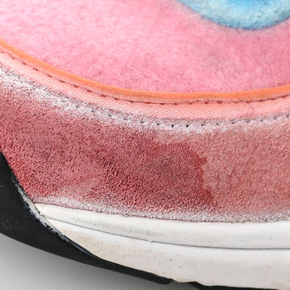 Chanel Nylon Lambskin Suede Calfskin CC Sneakers 37 Coral Light Blue White 10 of 10