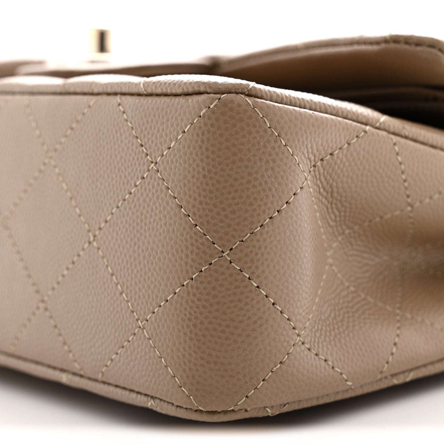 Caviar Quilted Small Double Flap Dark Beige