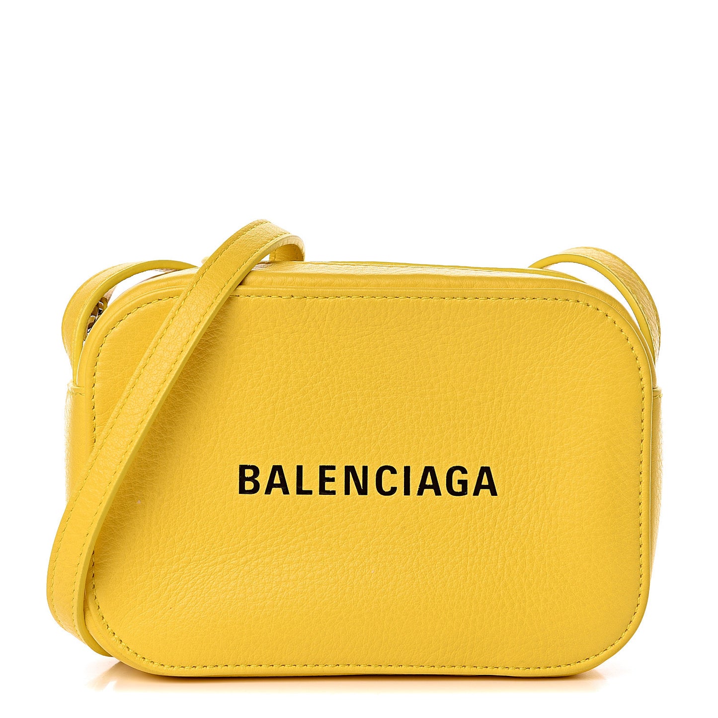 Smooth Calfskin Logo XS Everyday Camera Bag Jaune Soleil Black