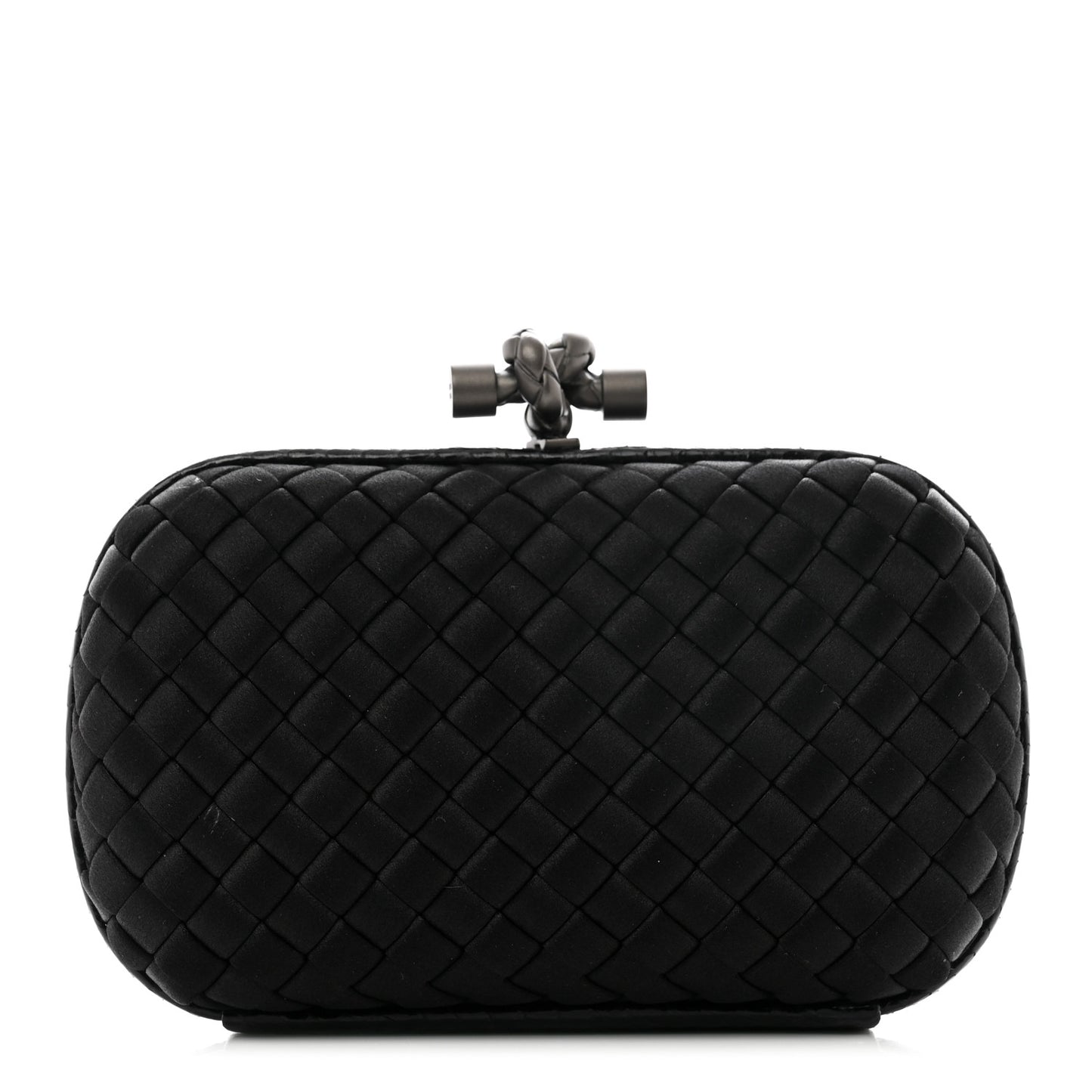 Satin Intreccio Impero Knot Clutch Black