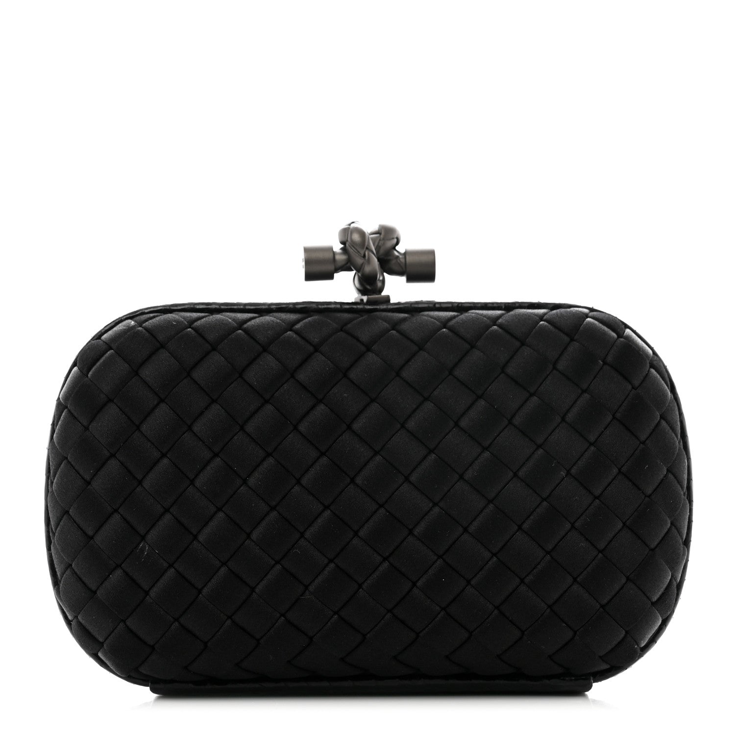 Bottega Veneta Satin Intreccio Impero Knot Clutch Black 1 of 6