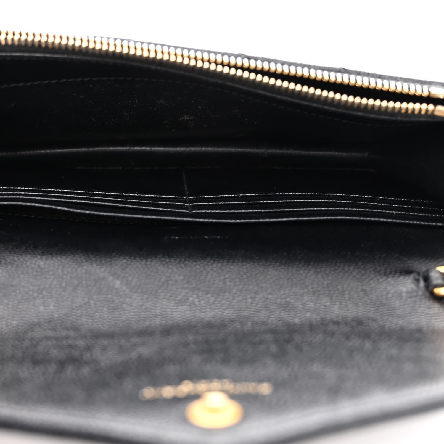 Saint Laurent Grain De Poudre Matelasse Chevron Monogram Envelope Chain Wallet Black 5 of 11