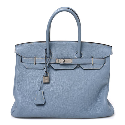 Hermes Togo Birkin 35 Bleu Lin 1 of 10