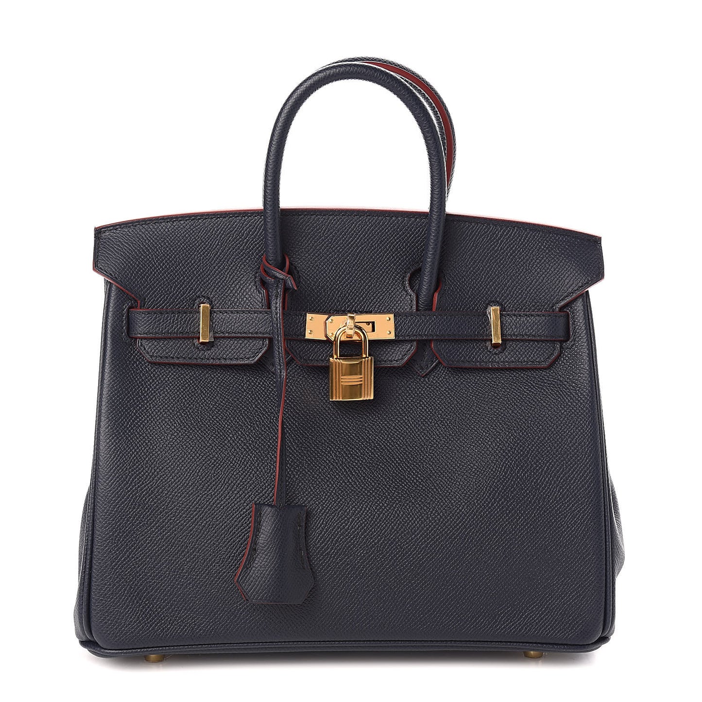 Epsom Contour Birkin 25 Bleu Indigo Rouge H
