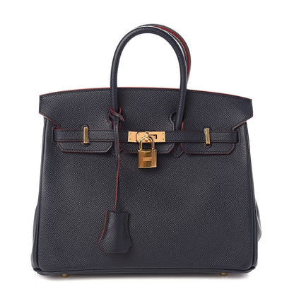 Hermes Epsom Contour Birkin 25 Bleu Indigo Rouge H 1 of 34