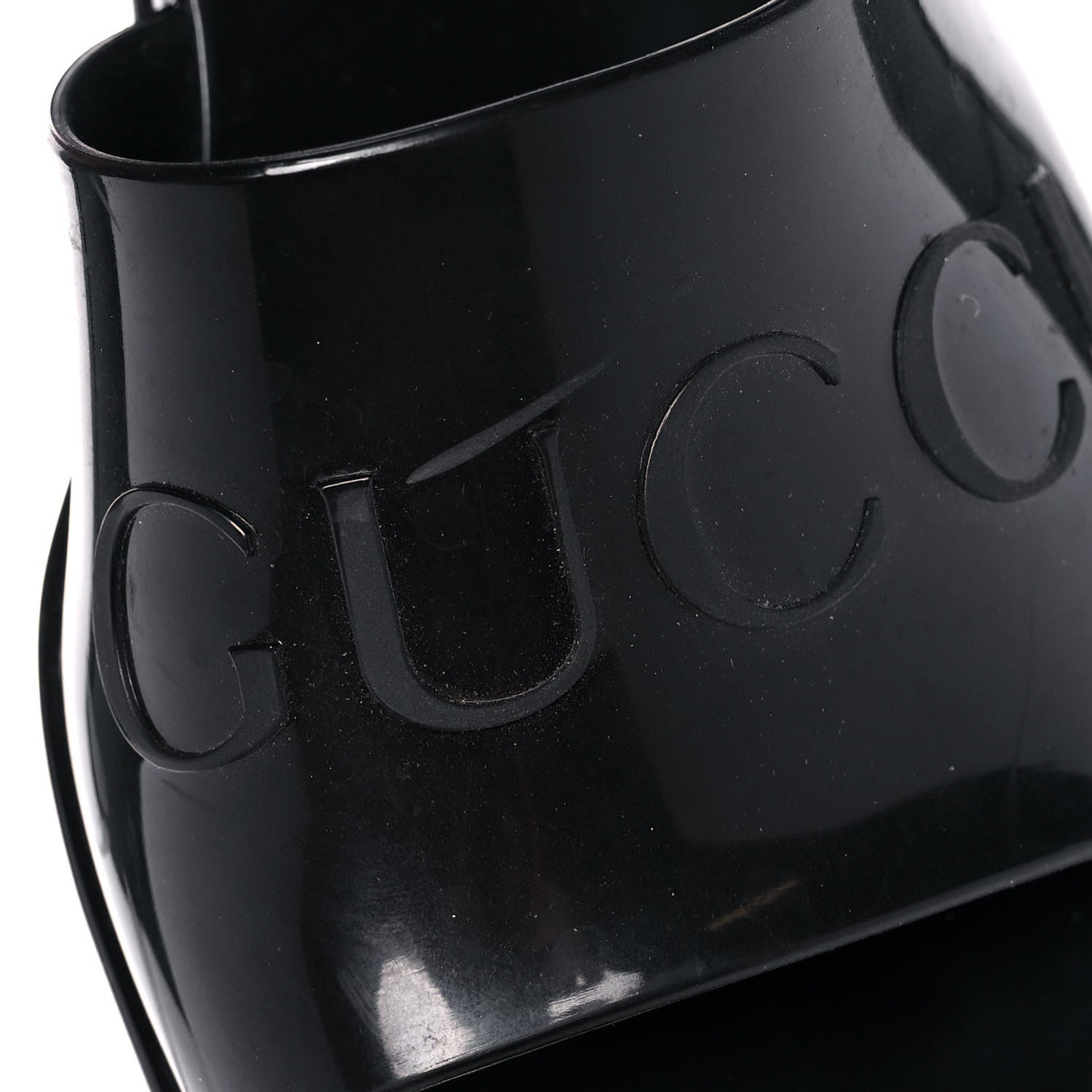 Gucci Rubber Gucci Logo Womens Platform 20/60mm Slide Sandals 36 Black 10 of 11