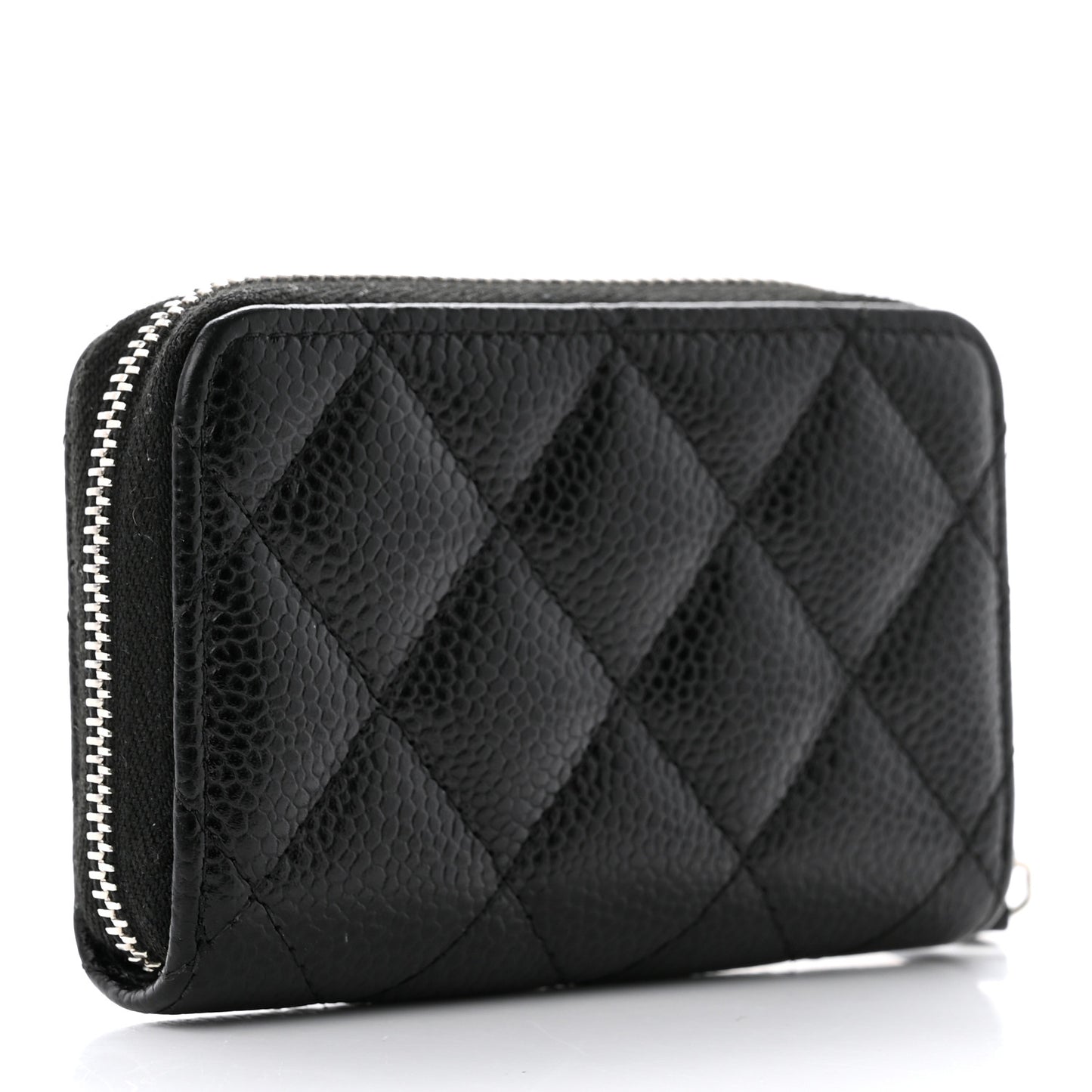 Caviar Quilted Zip Coin Purse Black
