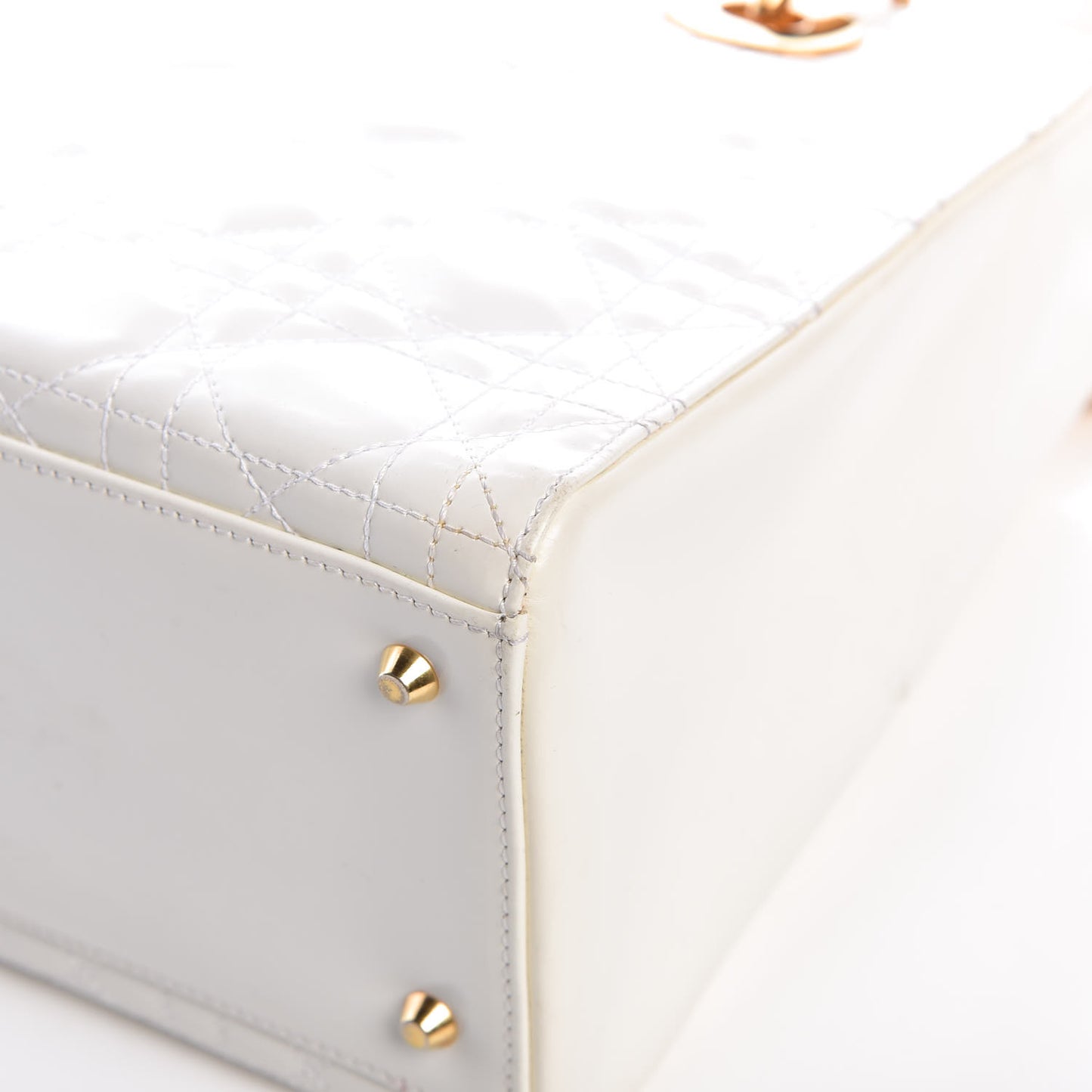 Patent Cannage Medium Lady Dior White