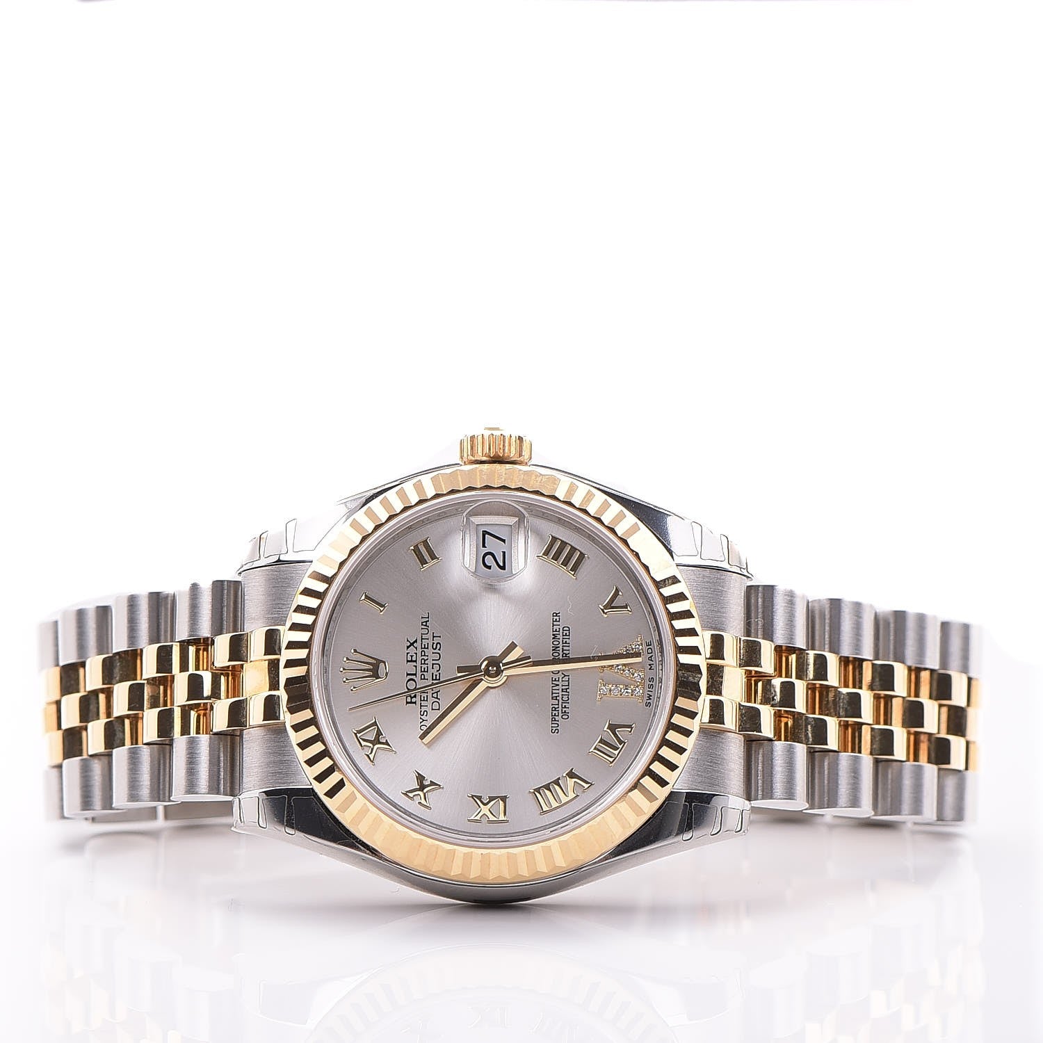Rolex Stainless Steel 18K Yellow Gold Diamond DateJust 31mm Watch 3 of 8