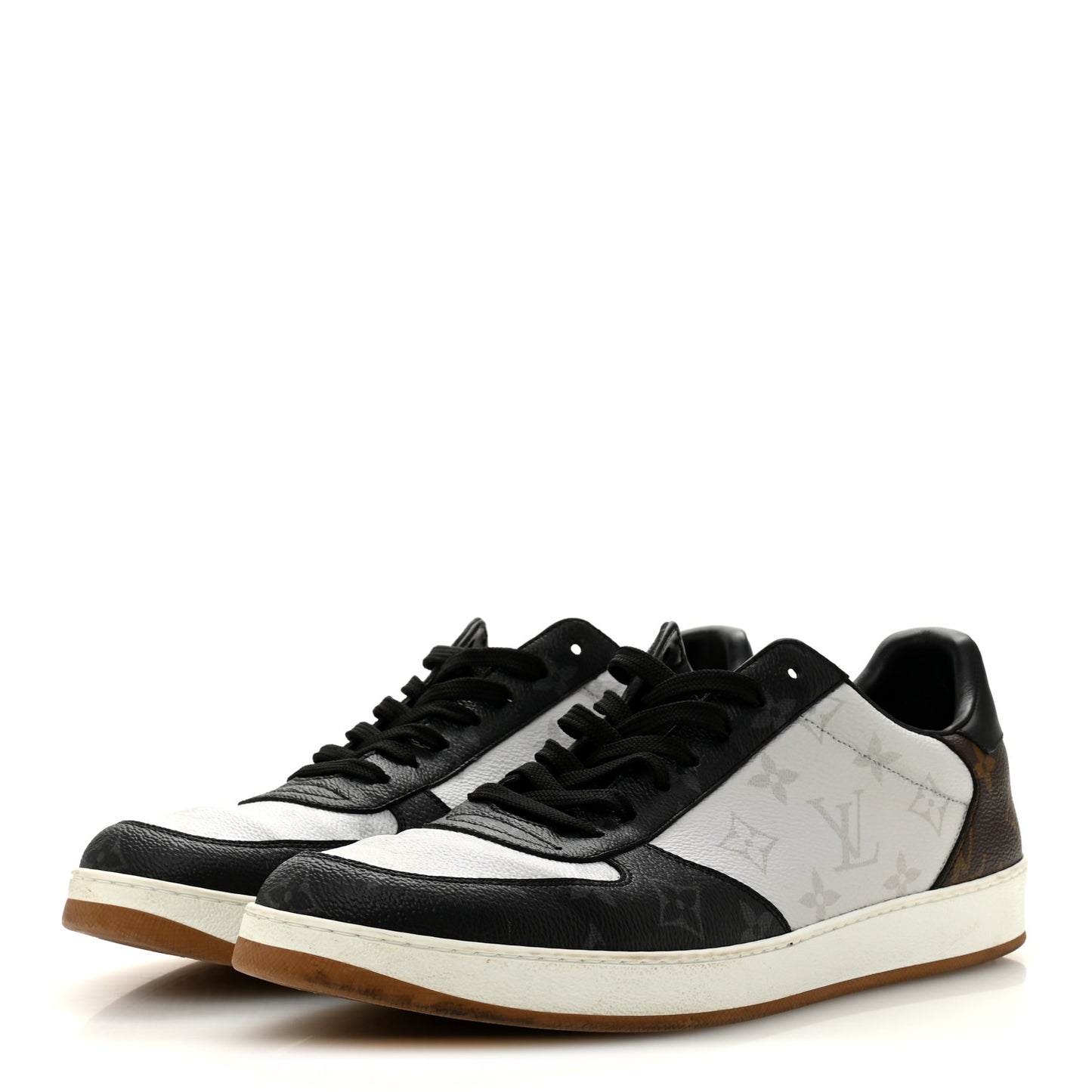 Calfskin Monogram Mens Rivoli Sneakers 9 White Black
