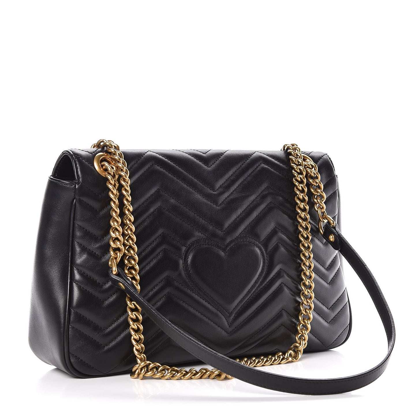 Calfskin Matelasse Medium GG Marmont Shoulder Bag Black