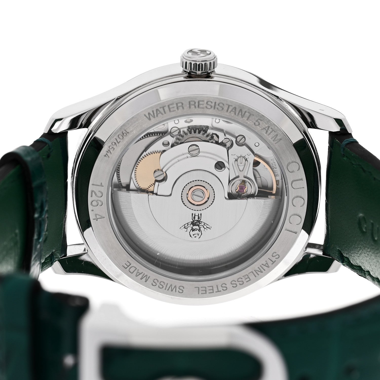 Gucci Stainless Steel Alligator Malachite 38mm G-Timeless Bee Automatic Watch 4 of 5