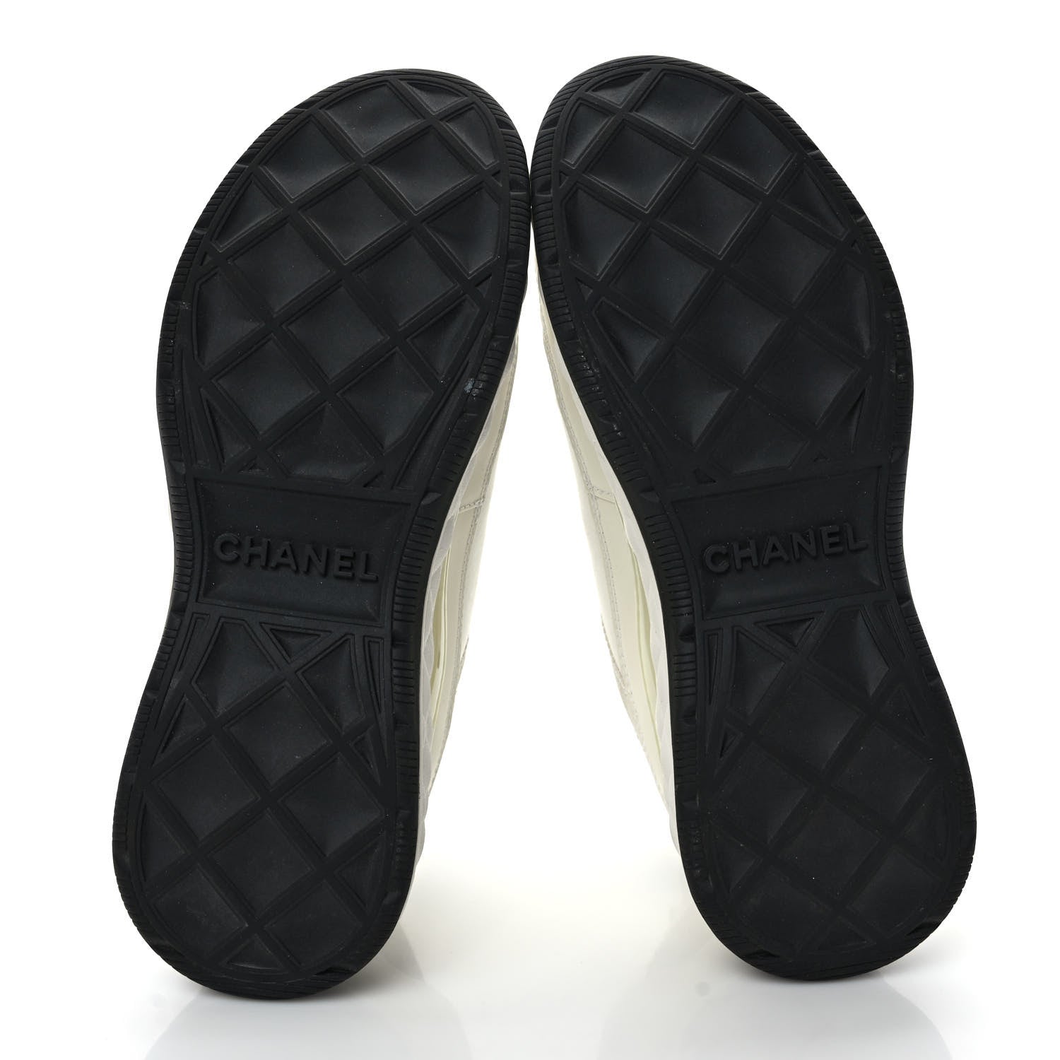 Chanel Velvet Calfskin Mixed Fibers CC Sneakers 37.5 Ivory Black 6 of 9