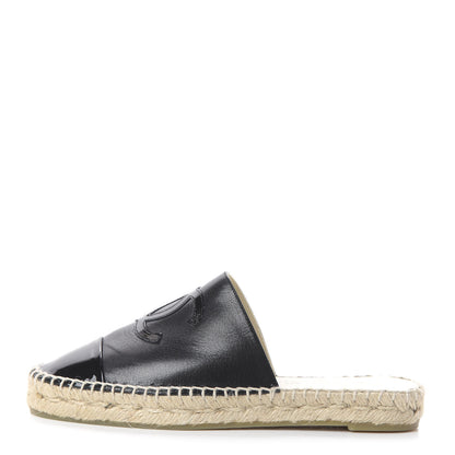 Chanel Goatskin Patent Calfskin CC Espadrille Mules 36 Black 1 of 7