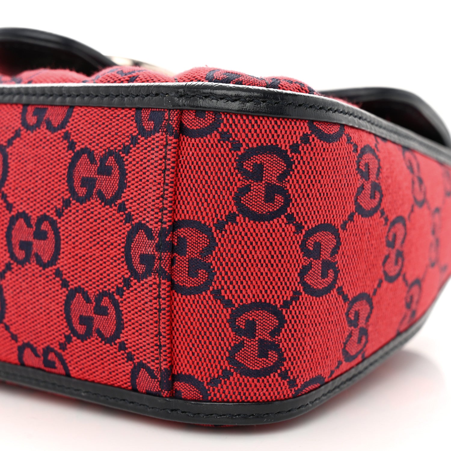 Gucci Monogram Multicolor Matelasse Diagonal Mini GG Marmont Top Handle Shoulder Bag Red Blue 11 of 12