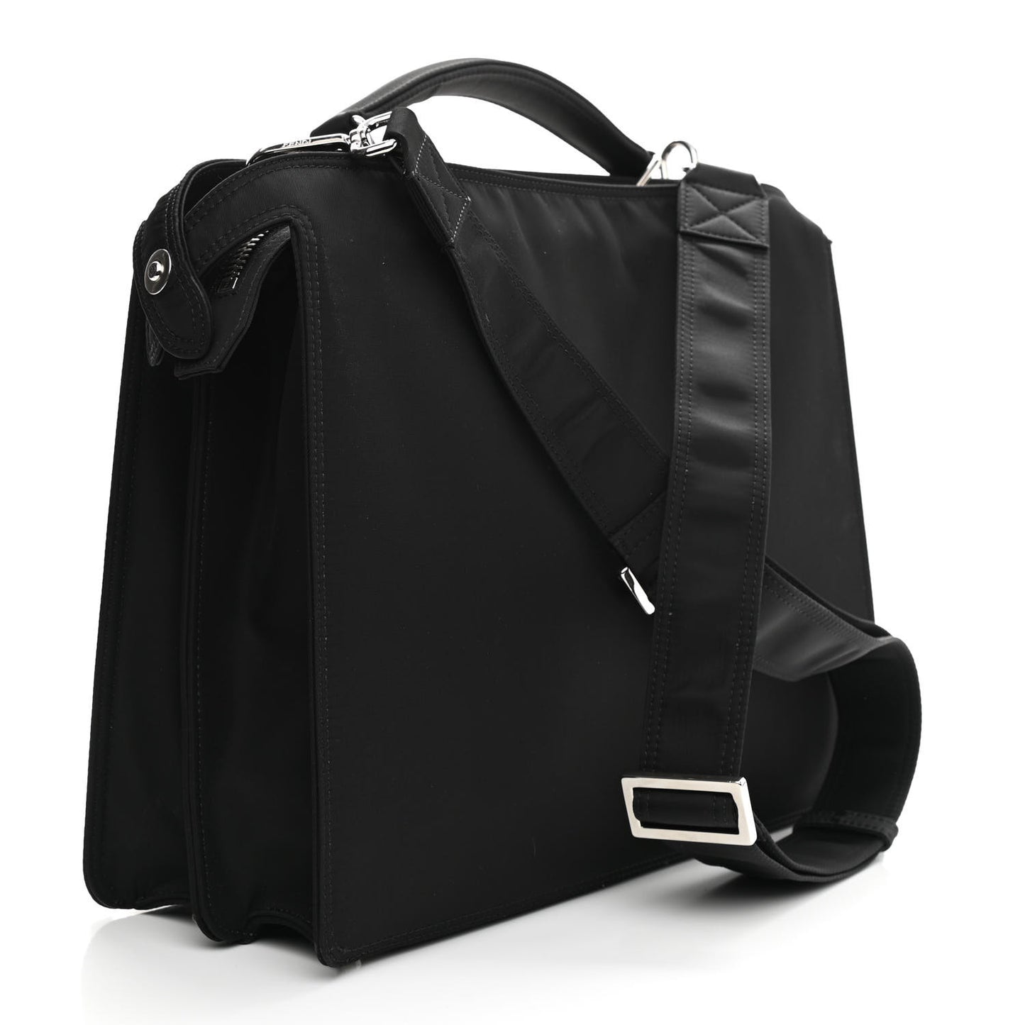 Nylon Vitello Cover Logo Embossed Medium Peekaboo I SEE U Satchel Black White