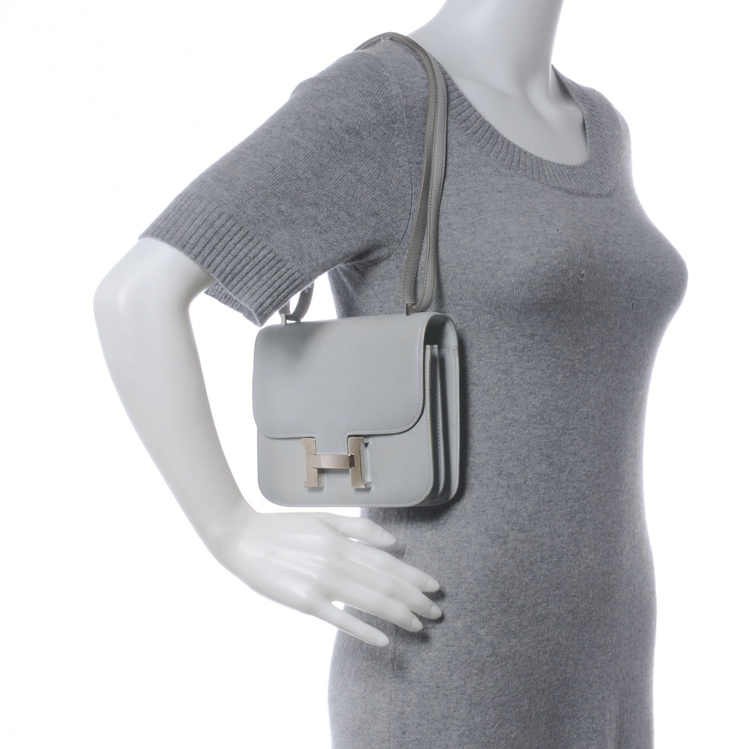 Hermes Box Leather Mini Constance Gris Pale 2 of 8
