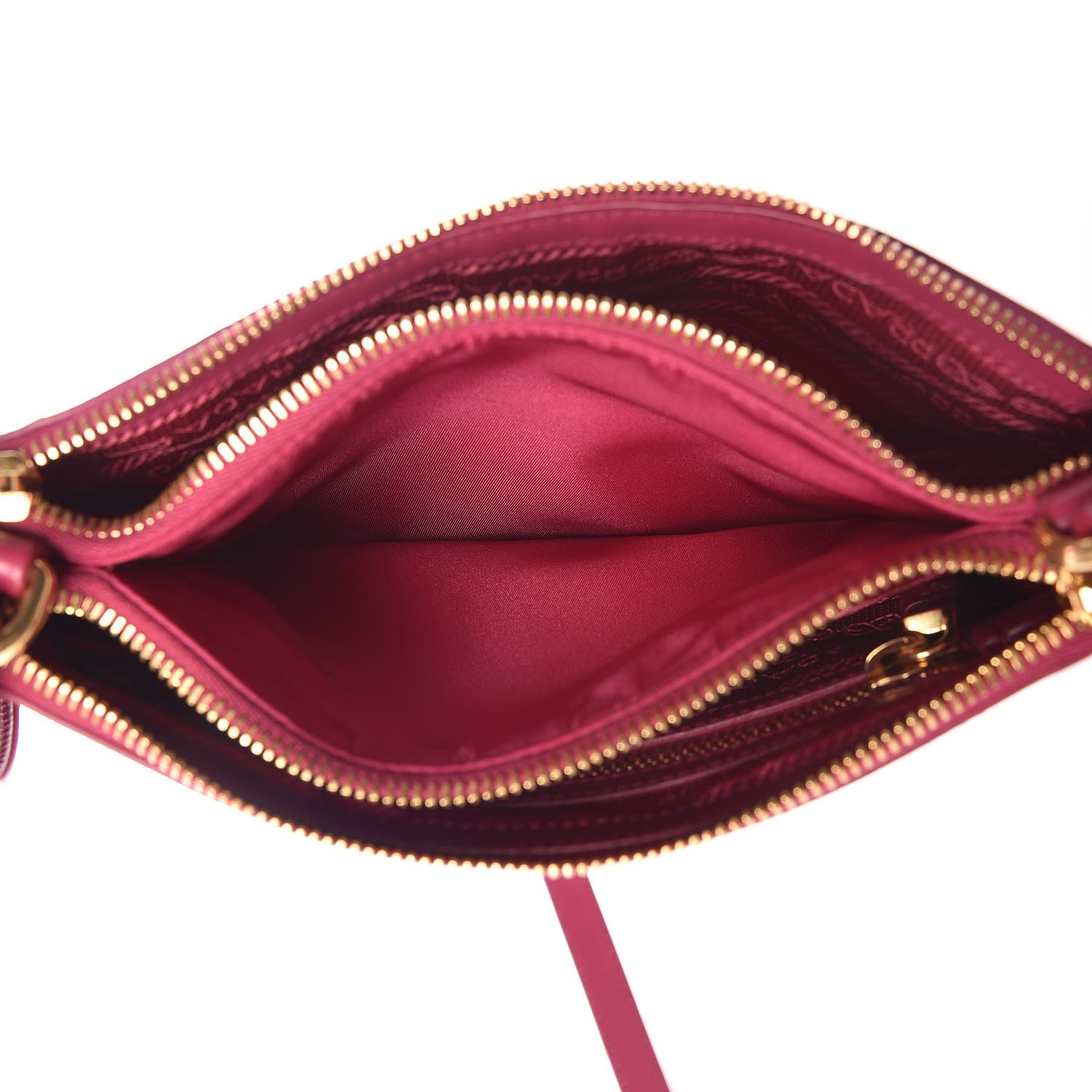 Prada Tessuto Nylon Soft Calf Double Zip Crossbody Bag Ibisco 7 of 9