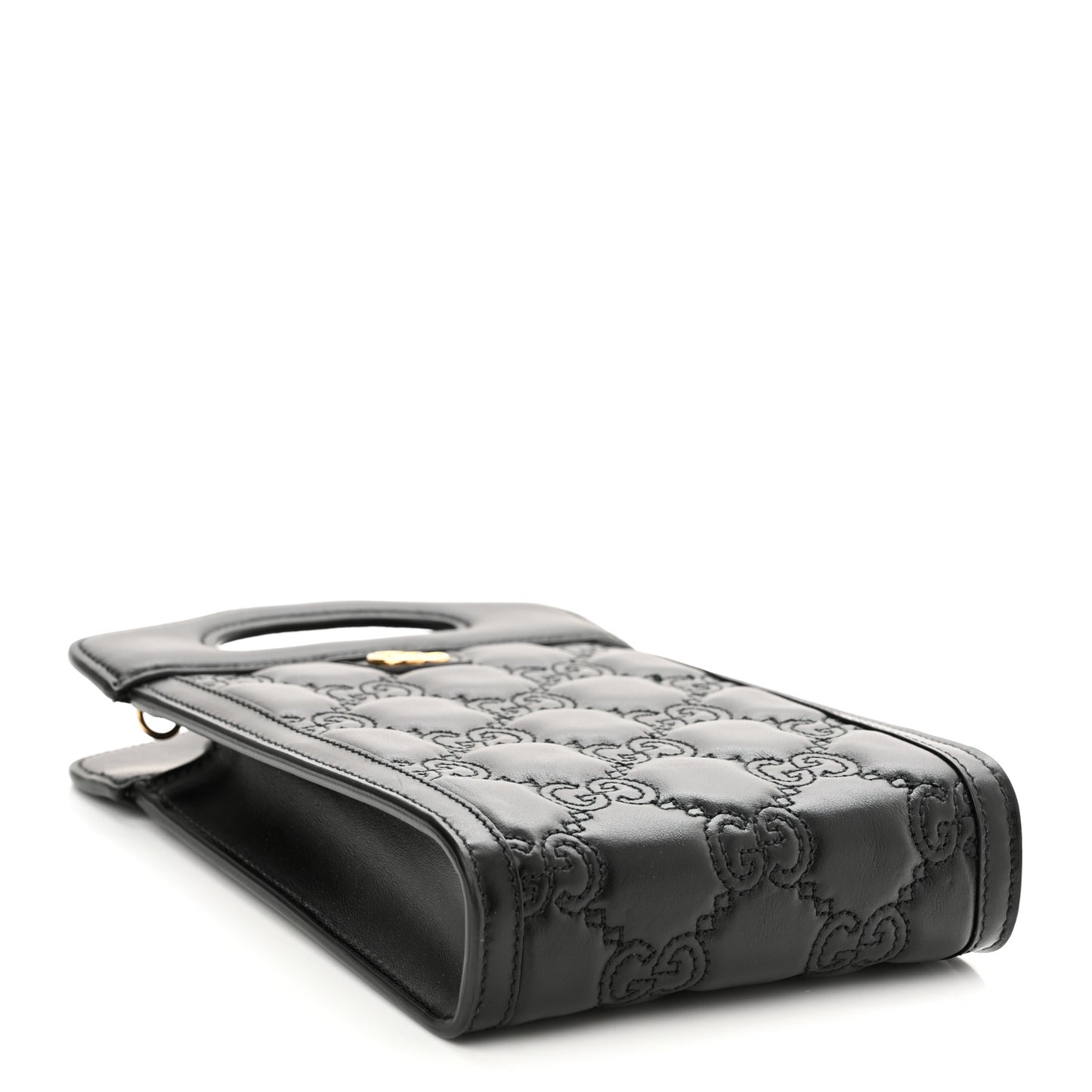 Calfskin GG Matelasse Mini Top Slip Handle Crossbody Bag Black Natural