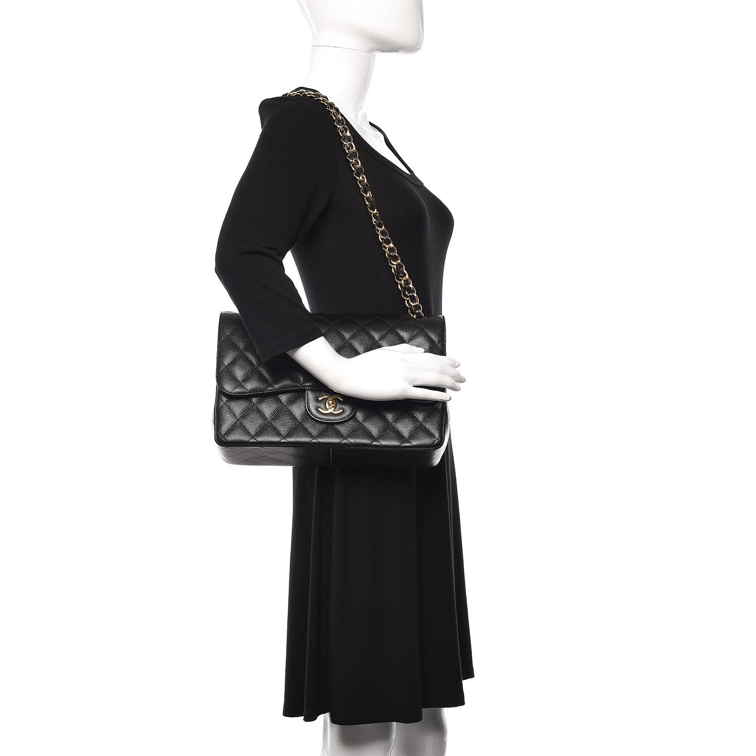 Chanel Caviar Quilted Jumbo Double Flap Black 2 of 11