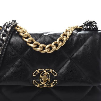 Chanel Goatskin Quilted Medium 19 Flap Black 10 of 11