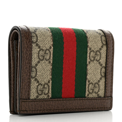 Gucci GG Supreme Monogram Web Ophidia Card Case Beige New Acero 3 of 7