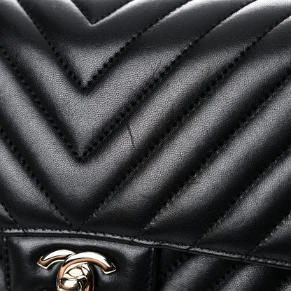 Chanel Calfskin Chevron Quilted Medium Double Flap Black 14 of 15