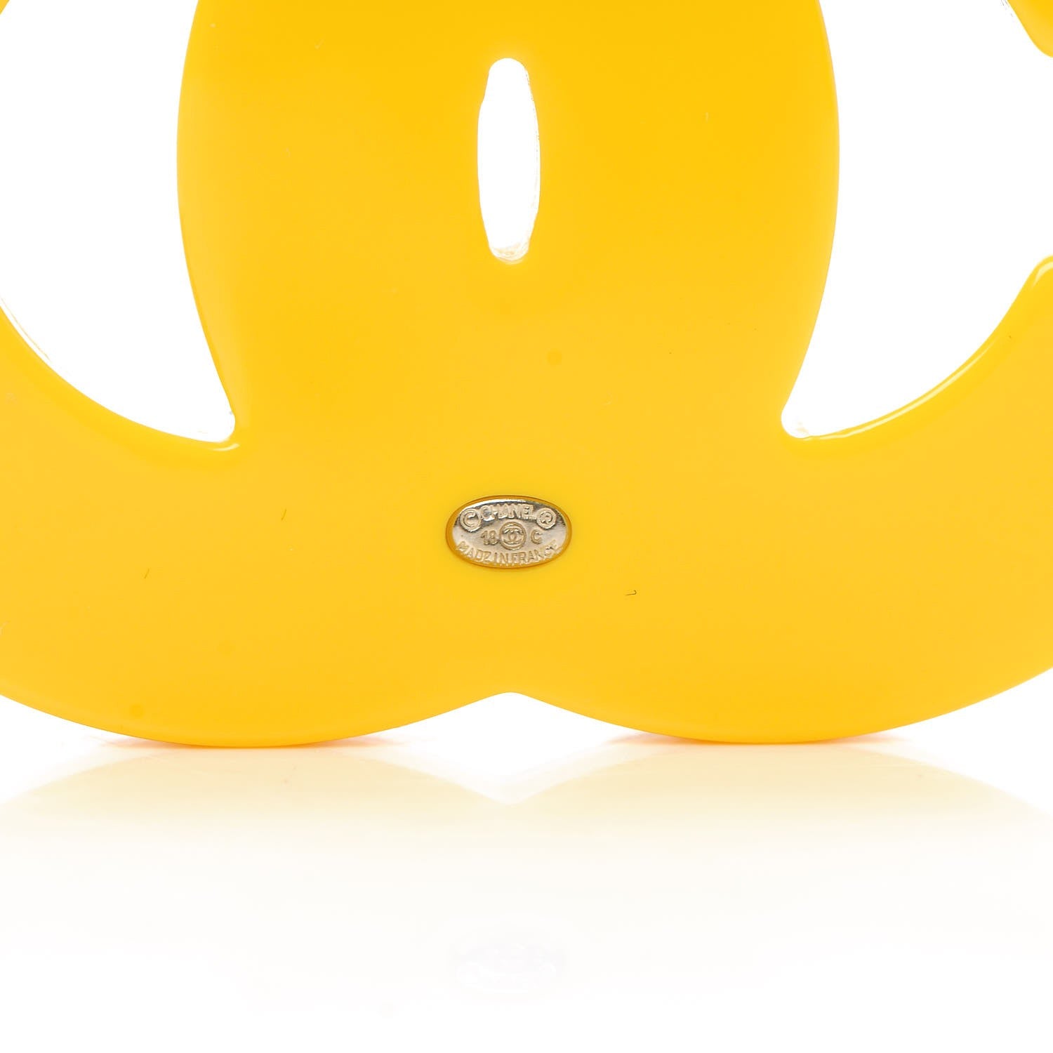 Chanel Resin Glitter Crystal CC Brooch Yellow Blue 4 of 4