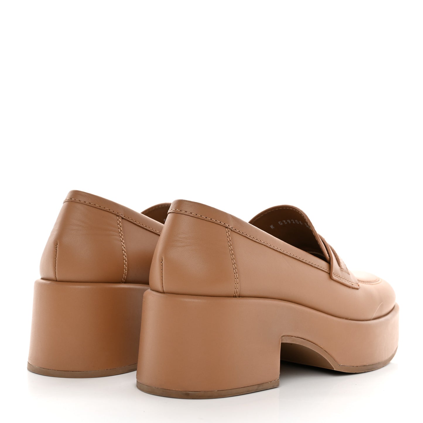 Calfskin CC Platform Loafers 38 Beige