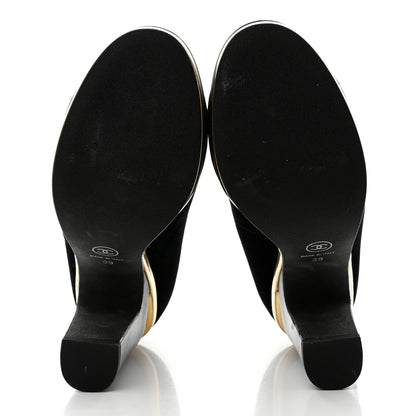 Chanel Velvet Satin Cap Toe Pearl Pumps 39 Black 5 of 9