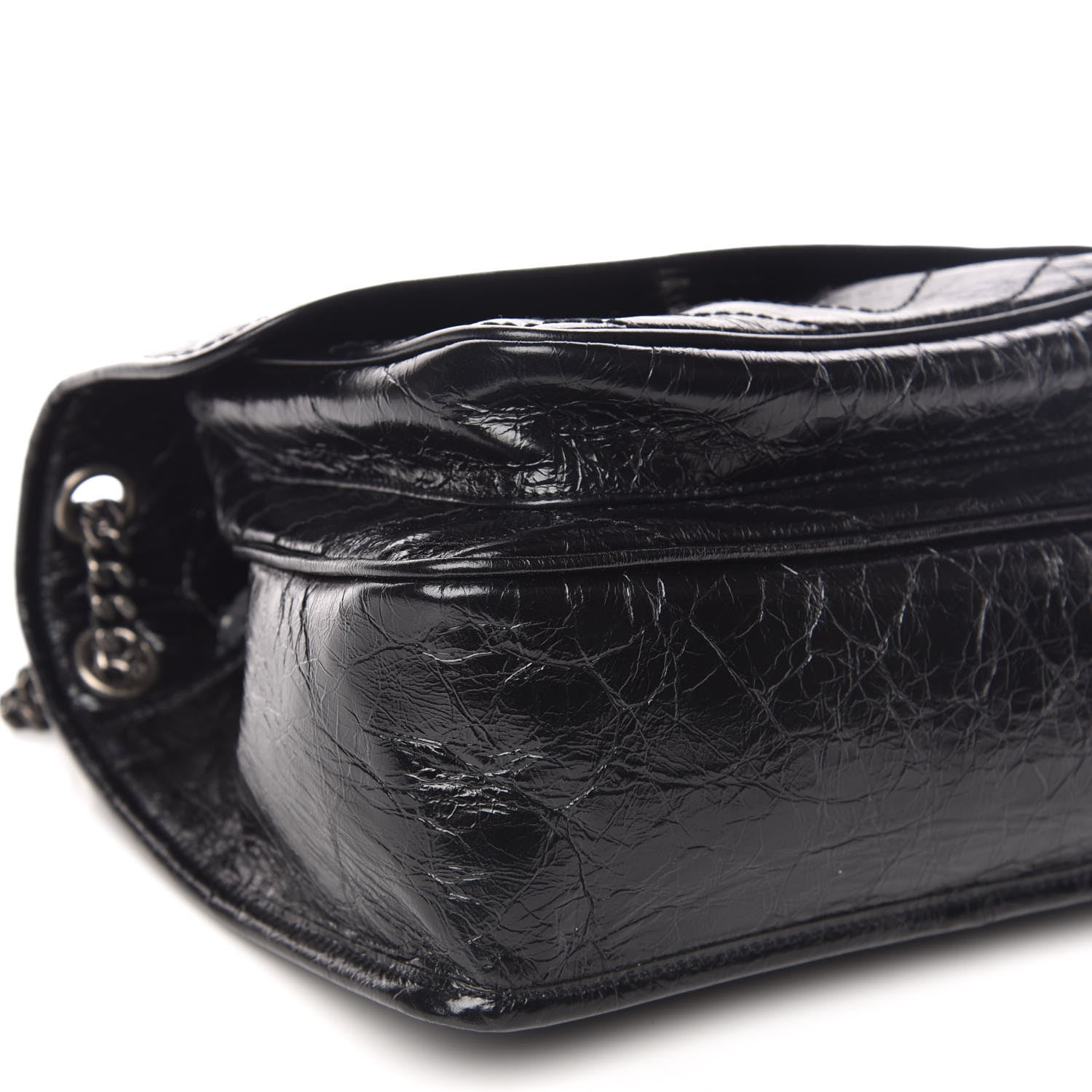 Saint Laurent Crinkled Calfskin Matelasse Monogram Medium Niki Chain Satchel Black 8 of 9