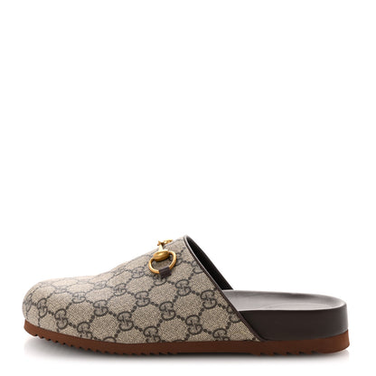 Gucci GG Supreme Monogram Miro Soft Calfskin Womens Horsebit Slippers 39.5 Beige Ebony New Acero 1 of 10