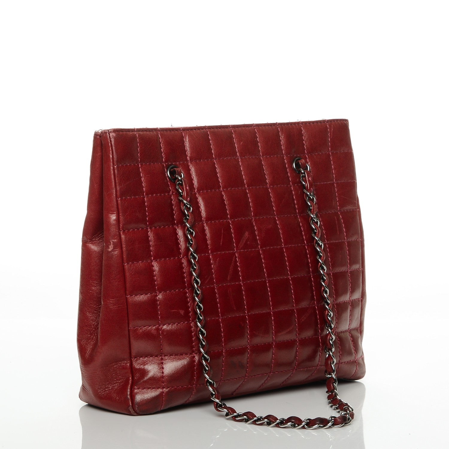 Chanel Lambskin Quilted Chocolate Bar Mademoiselle Shoulder Bag Red 3 of 8