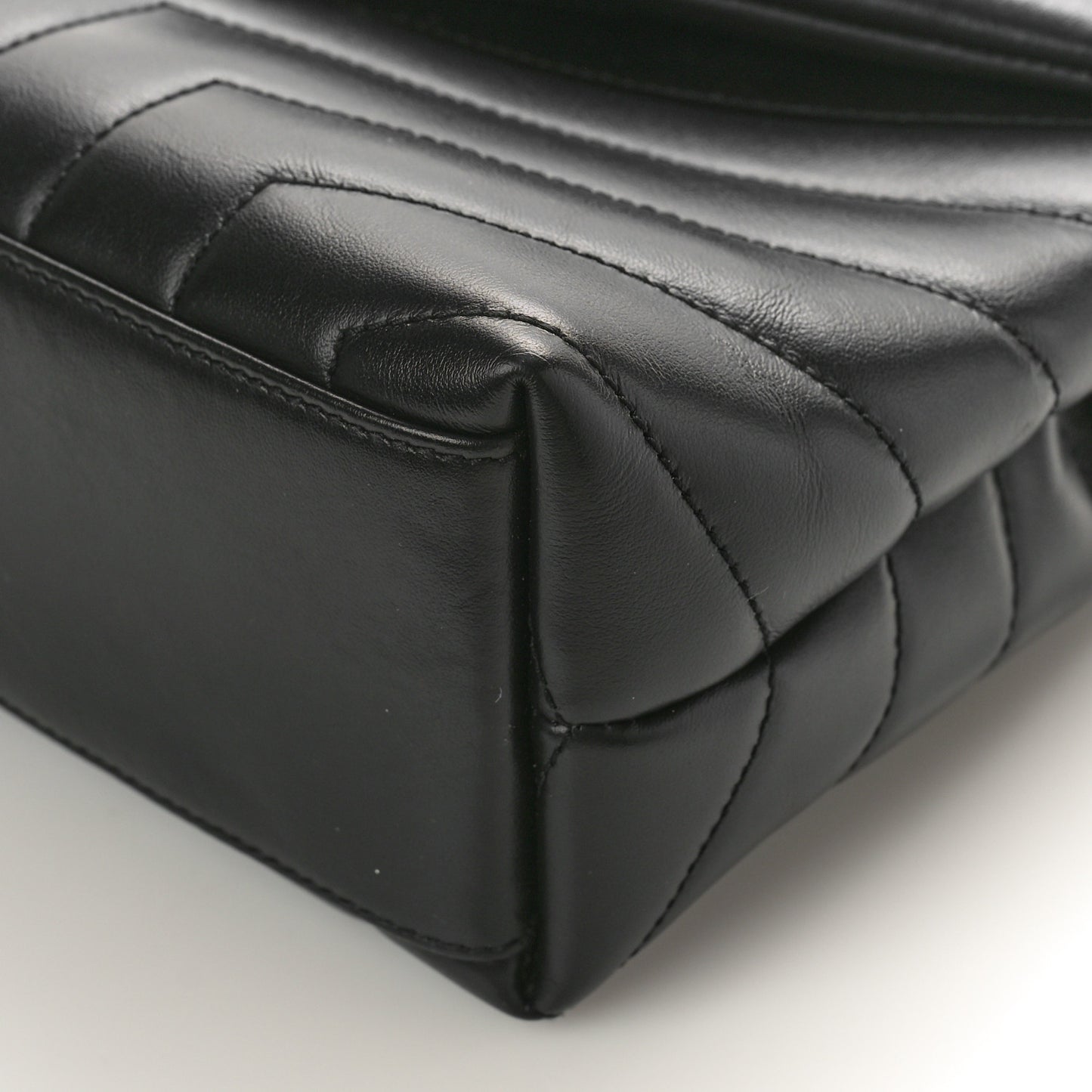 Calfskin Y Quilted Monogram Monochrome Small Loulou Chain Satchel Black