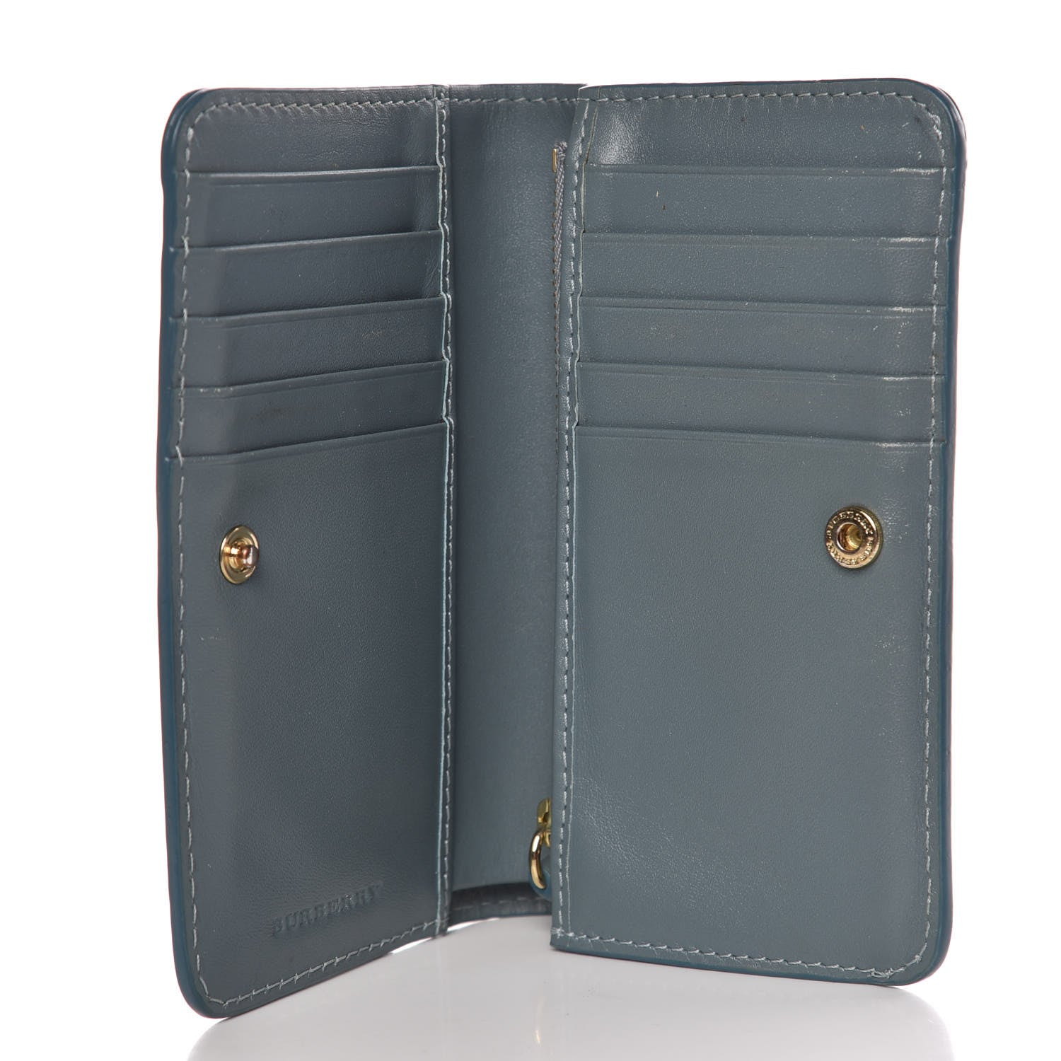 Burberry Calfskin Haymarket Check Medium Cowley Flap Wallet Eucalyptus Grey 5 of 11