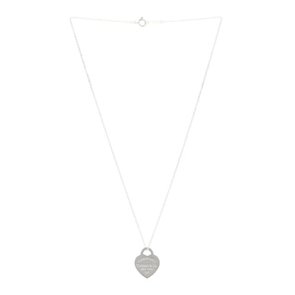 Tiffany Sterling Silver Enamel Small Return to Tiffany Heart Pendant Necklace Blue 3 of 5