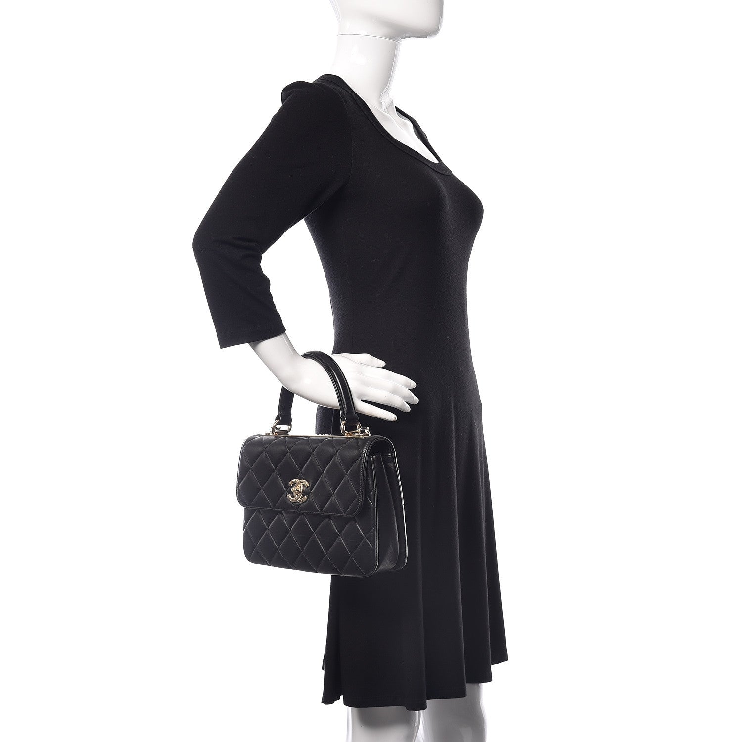 Chanel Lambskin Quilted Small Trendy CC Dual Handle Flap Bag Black 3 of 10