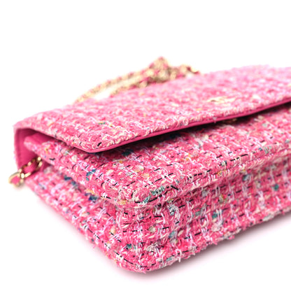 Chanel Tweed Quilted Wallet On Chain WOC Pink Blue White 9 of 11