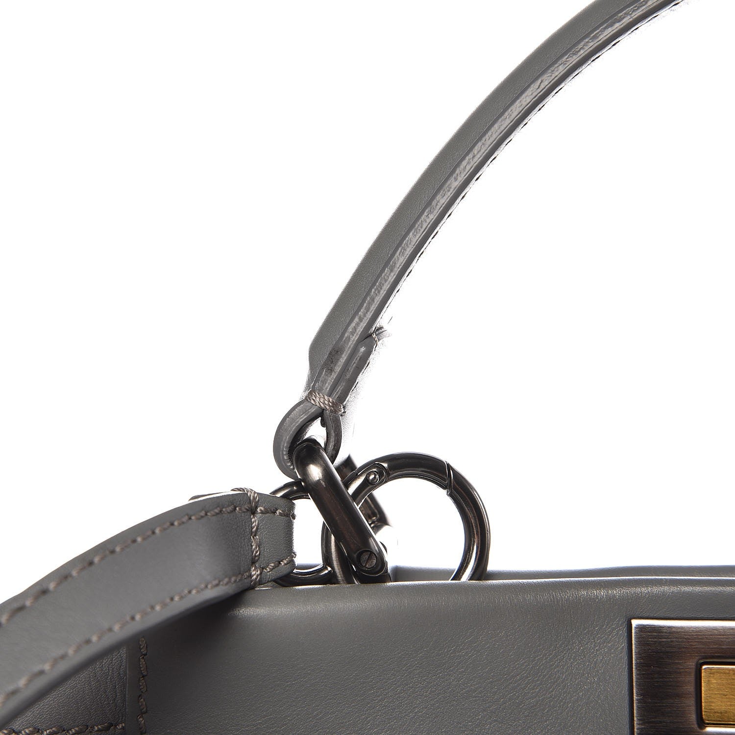 Fendi Vitello Suede Medium Peekaboo Iconic Satchel Grigio Chiaro 9 of 12