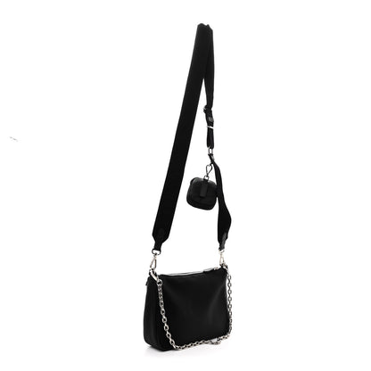 Prada Re-Nylon Saffiano Double Pouch Shoulder Bag Black 3 of 12