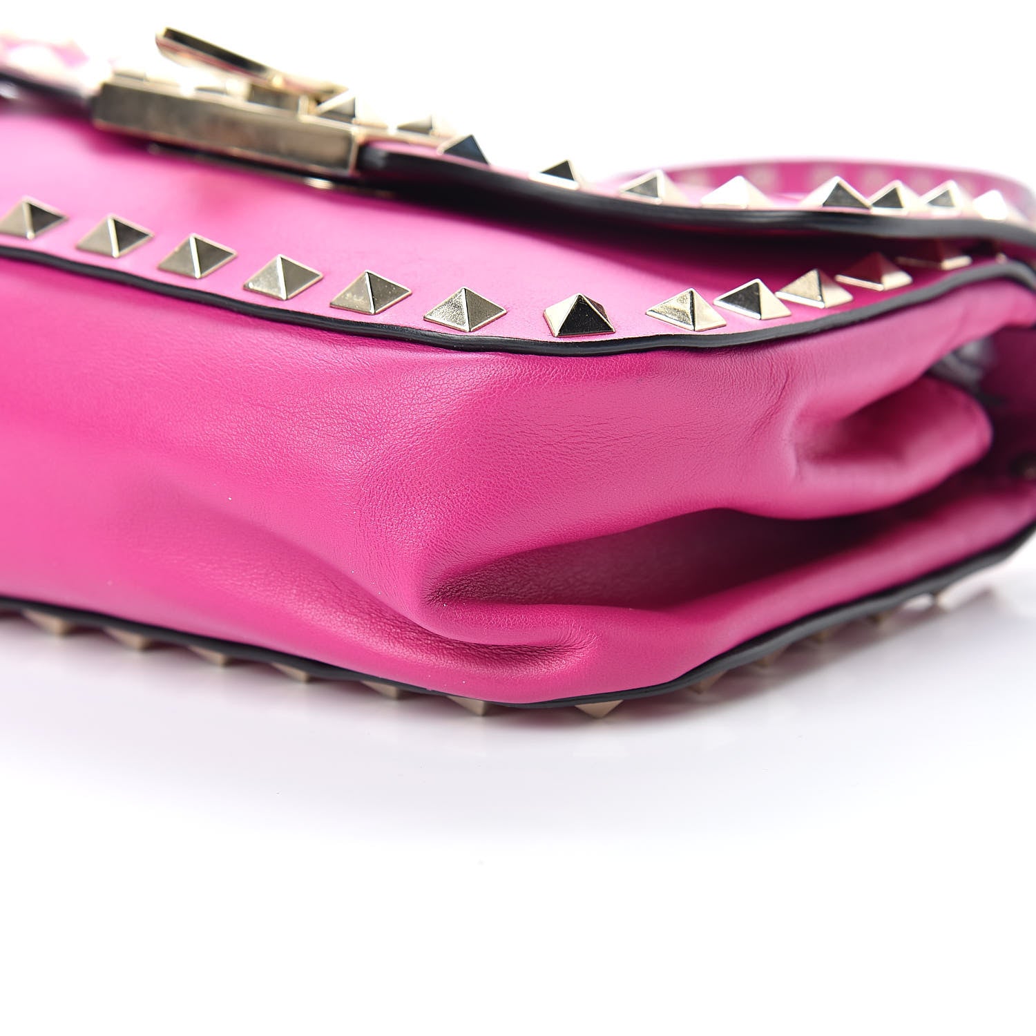 Valentino Garavani Vitello Mini Rockstud Flap Saddle Crossbody Bag Fuxia 9 of 15
