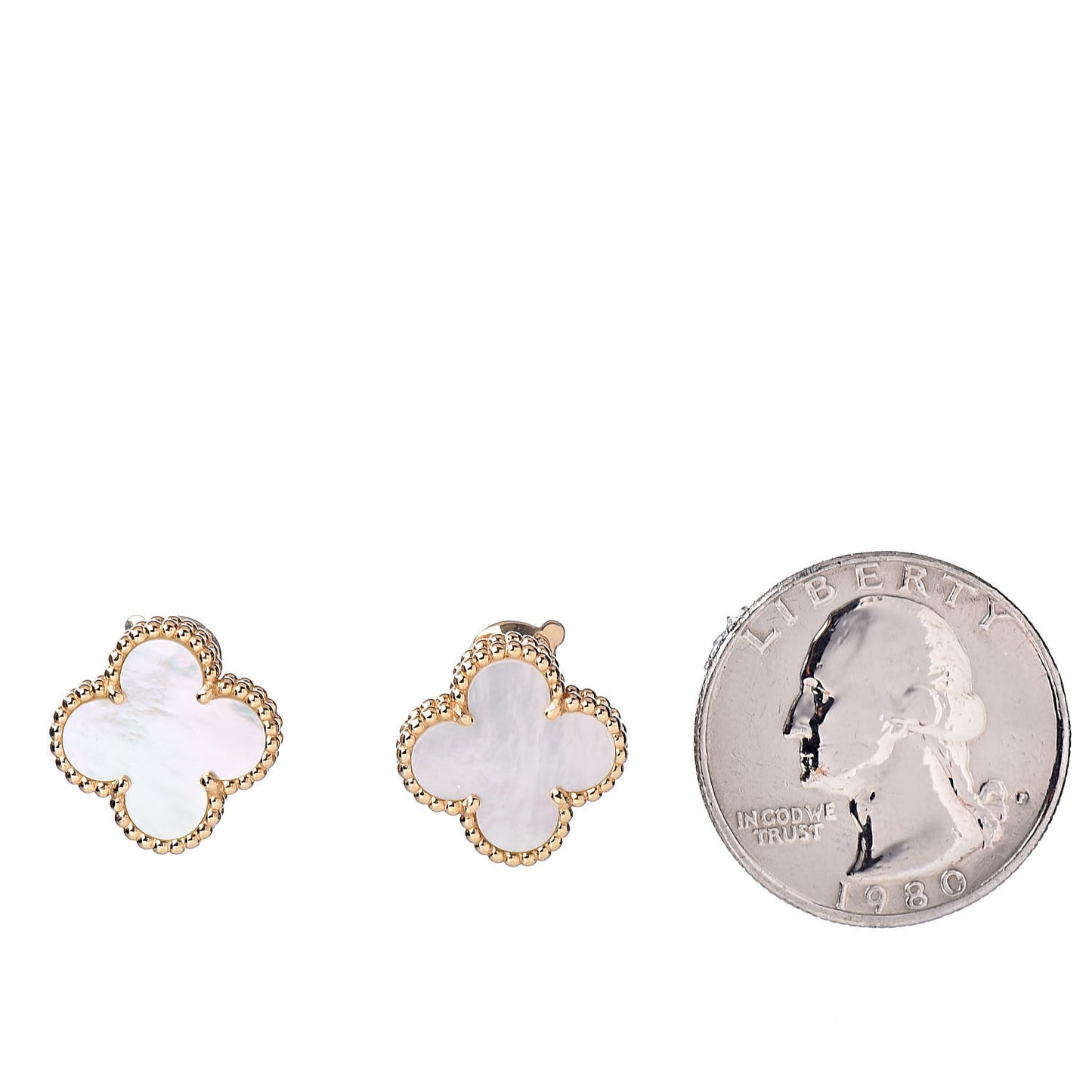 18K Yellow Gold Mother of Pearl Vintage Alhambra Earrings